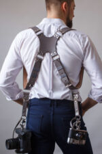 Handmade personalized dual camera strap for photographers and accessories - Desired Leather