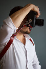 Handmade leather dual camera straps with customizable personalization, crafted for photographers and accessories enthusiasts