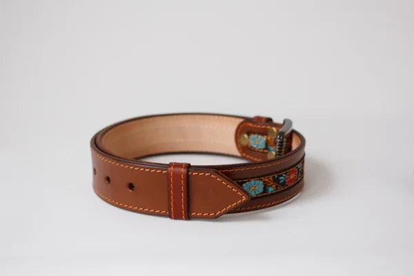 Brown belt with decorative insert - Image 7
