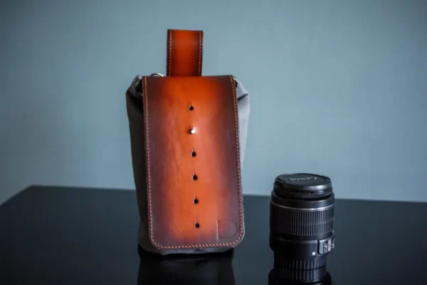 Lens Pouch with gray canvas - Image 2