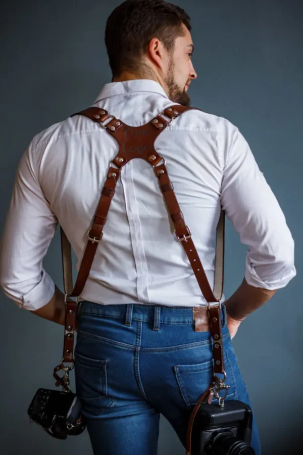 Personalized camera harness with combined strap width