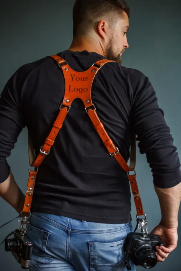 Personalized narrow camera straps with stitching