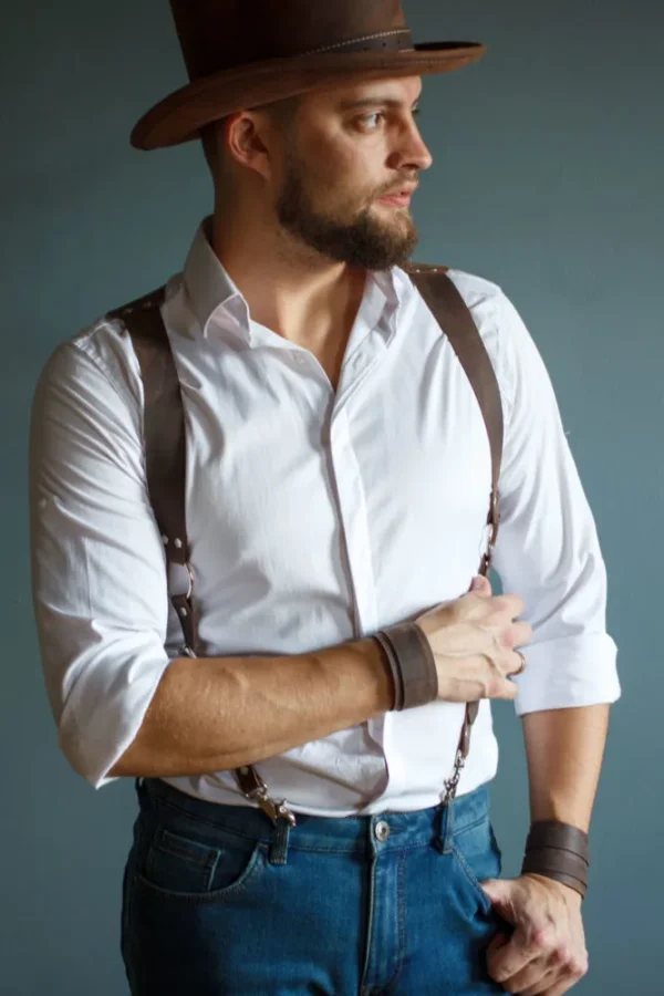 Men’s leather suspenders - Image 2