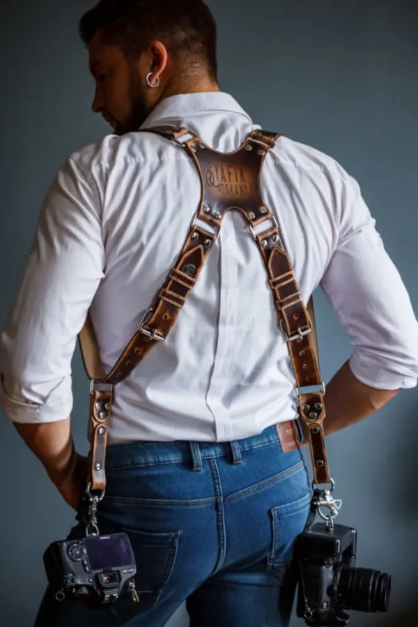 Vintage camera strap with stitching